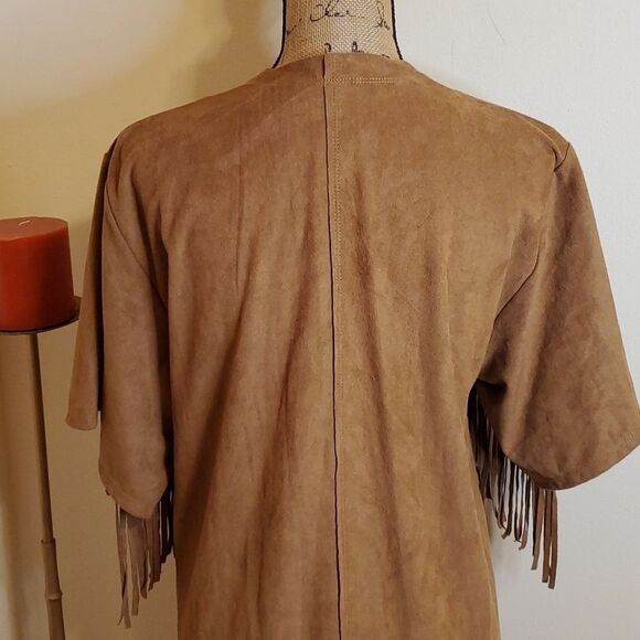Hollister faux suede Boho cardigan with fringe size Small - Picture 4 of 10